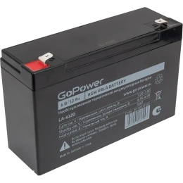 Аккумулятор свинцово-кислотный LA-6120 6V 12Ah GoPower 00-00015322