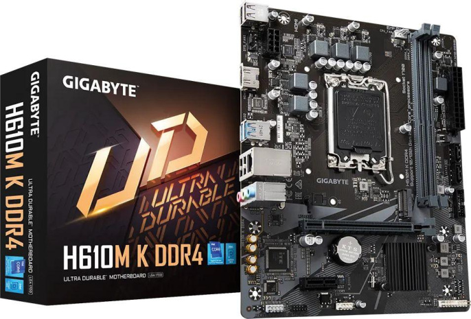 Материнская плата GIGABYTE H610M K DDR4 (LGA1700, mATX, H610, 2xDDR4, 1xPCI-Ex16, 1xM.2, HDMI, RTL) (H610M K DDR4)