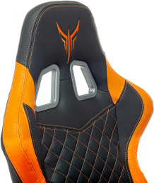 Кресло игровое Knight Armor черный/оранжевый ромбик экокожа с подголов. крестов. металл