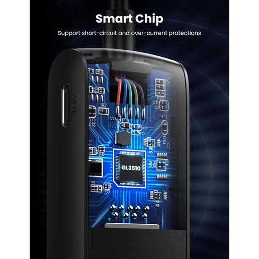 Хаб UGREEN CM416-80657 USB-A 3.0 to 4 USB-A 3.0, с проводом 1m; Поддержка жесткого диска 12 ТБ; С портом питания Type-C; Светодиодные индикаторы; Скорость до 5 Гбит/с; Драйвер не требуется; Black