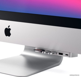 USB-концентратор Satechi Aluminum Type-C Clamp Hub Pro для new 2017 iMac и iMac Pro. Интерфейс USB-C. 3 разъема USB 3.0, 1 разъем USB-C, слоты для карты памяти SD, Micro SD. Цвет серебряный. (ST-TCIMHS)