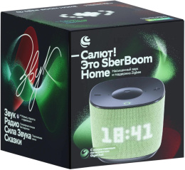 Умная колонка SBER Boom Home SBDV-00171V, 8Вт, с Салют, светло-зеленый + Датчик температуры и влажности