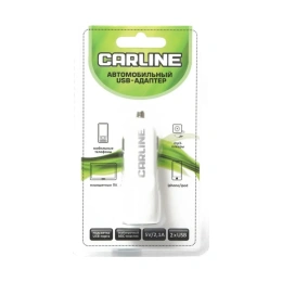 Автомобильный адаптер Carline 2хUSB, 1/2.1 А, в прикуриватель, 12/24 В, белый ch-2uw