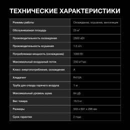 Кондиционер мобильный Hyundai HPAC-09-2 белый площ.20м2