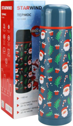 Термос StarWind 12-1000, 1л, зеленый/ рисунок