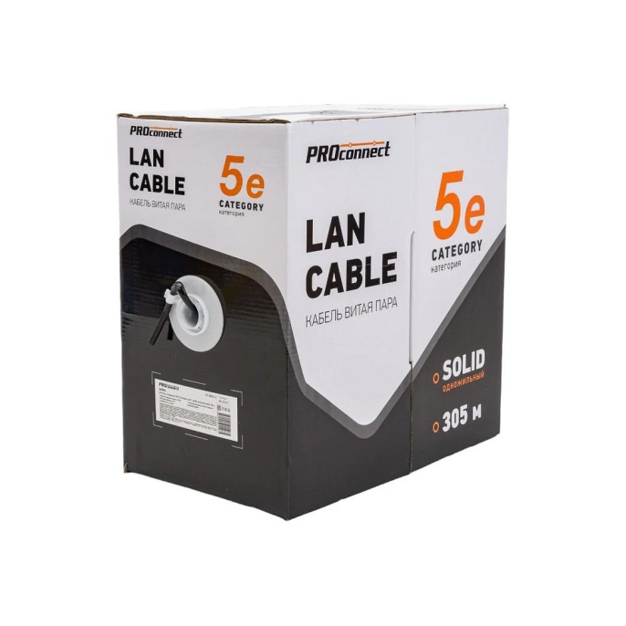 Кабель информационный PROCONNECT кат.5E, 305м, черный [01-0045-3]