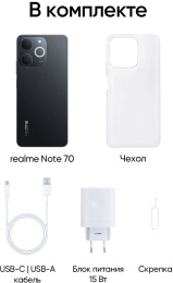 Смартфон Realme RMX5313 Note 70 128Gb 6Gb черный моноблок 3G 4G 6.7" 720x1600 Android 15 13Mpix 802.11 a/b/g/n/ac NFC GPS GSM900/1800 GSM1900