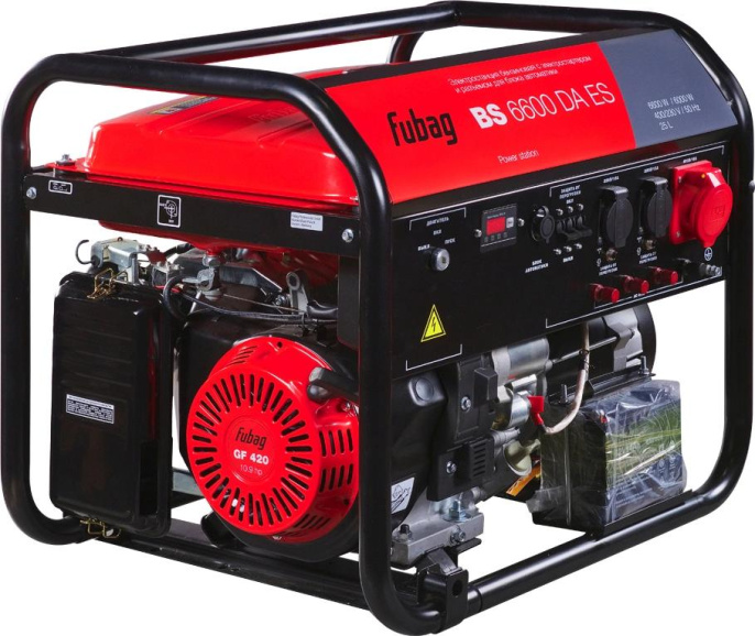FUBAG BS 6600 DA ES Электростанция бензиновая [641693/646282] {Электростартер, 6.6 кВа/6.0 кВт, 230/400 В, 420 объем см3, 8,0/10,9 кВт, л.с., 78 дБ 7м, Время работы 9.5ч, 25 л бак, 87.4 кг}