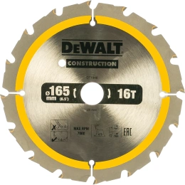 Пильный диск CONSTRUCT 165х20 мм, 16Т, ATB +24град DEWALT DT1948