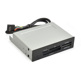 Картридер USB2.0 ExeGate CR-415 3.5", мультиформатный: CF/SD/MMC/MS/MS Duo/MS pro/T flash, черный, металл EX283581RUS