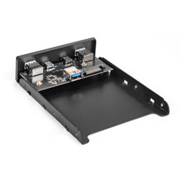 Планка USB на переднюю панель ExeGate U3H-622, 3,5", 2*TypeA +2*TypeC (USB 3.2 Gen2 (SuperSpeed USB 10Gbps), черная, металл, подсоединение к мат. плате) EX297553RUS