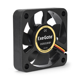 Вентилятор 12В DC ExeGate EX05010H3P (50x50x10 мм, Hydraulic bearing (гидродинамический), 3pin, 5000RPM, 27dBA) EX253943RUS