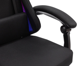 Кресло игровое KNIGHT Wolf RGB, ткань, до 120кг, шарнирные подлокотники,  черный