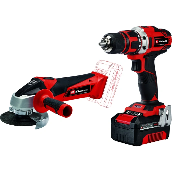 Набор аккумуляторного инструмента Einhell te-tk 18/2 li kit cd+ag 4257240