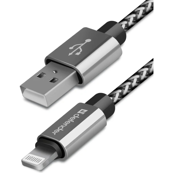 USB кабель Defender ACH01-03T PRO USB2.0 Белый, AM-LightningM, 1m, 2.1A 87809
