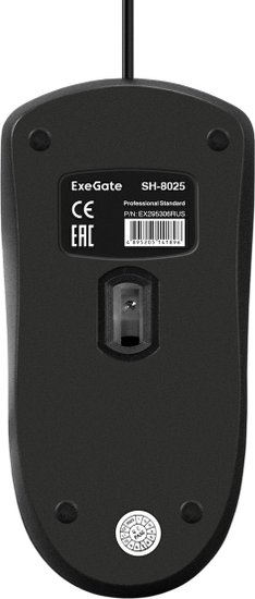 Мышь ExeGate Professional Standard SH-8025 USB, оптическая, 1000dpi, 3D, 3 кнопки и колесо прокрутки, длина кабеля 1,5м, черная, Color Box EX295306RUS