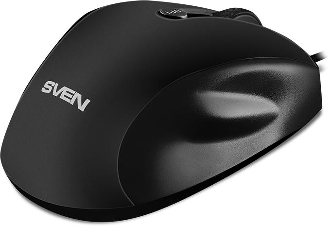 Мышь Sven RX-113 Black USB SV-018733 ноутбучная мышь для ПК, проводная USB, сенсор оптический 2000 dpi, 6 кнопок, колесо с нажатием, цвет черный