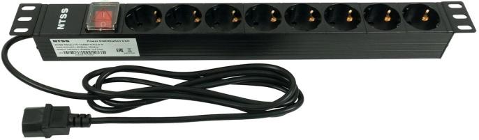 Блок распределения питания NTSS NTSS-PDU-DA1017 гор.размещ. 8xSchuko базовые 10A C14 2м