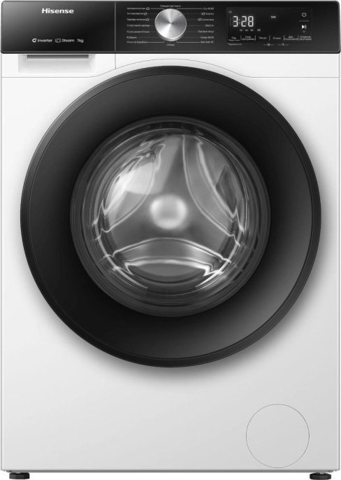 Стиральная машина Hisense WF3S7021BW2, с фронтальной загрузкой, 7кг, 1200об/мин, с паром, инверторная
