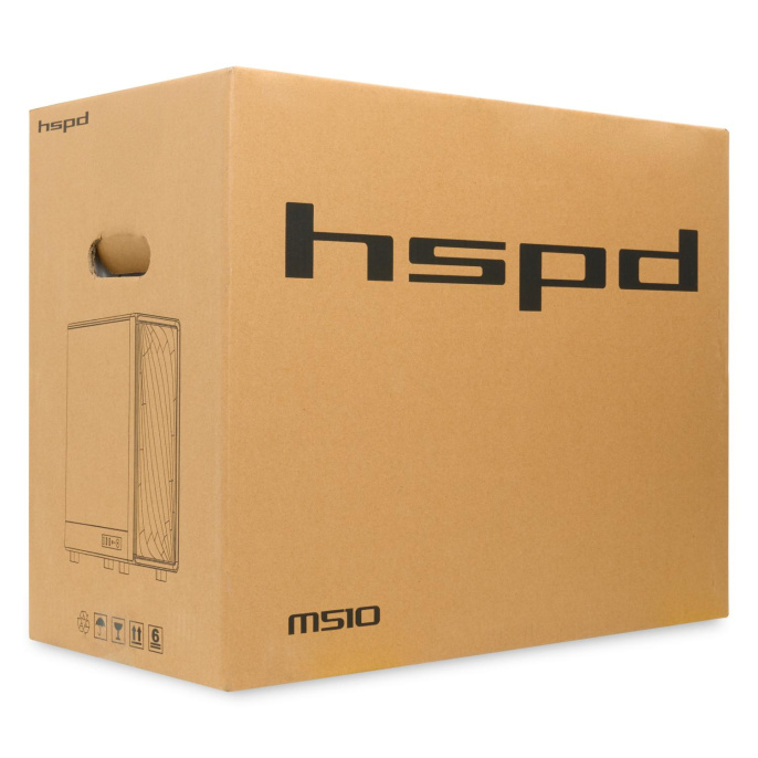 Корпус без блока питания Case HSPD M510, Mesh Mid Tower, Black, TG, 0.5 SPCC, no fans ATX, mATX, mITX 180/280/160mm 1x2.5", 1x3.5", 7xPCI 1xUSB-A 3.0, 1xUSB-A 1.0 517x277x418mm M510-TGBK