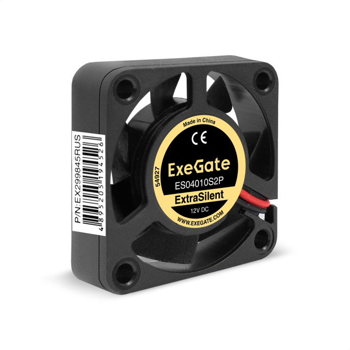 Вентилятор 12В DC ExeGate ExtraSilent ES04010S2P (40x40x10 мм, Sleeve bearing (подшипник скольжения), 2pin, 4000RPM, 19dBA) EX299845RUS