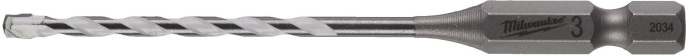 Сверло Milwaukee 3x90 мм HEX (4932471091) (для использования с ударными шуруповертами и всеми типами инструментов с трехкулачковым патроном, позволяет сверлить бетон, кирпич, черепицу, газобетонные блоки, тонкий металл, алюминий, керамическую плитку от мя