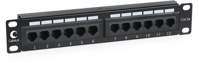 Cabeus PL-12-Cat.5e 10"-Dual IDC Патч-панель 10", установочный размер 236 мм, 12 портов RJ-45, категория 5e, Dual IDC