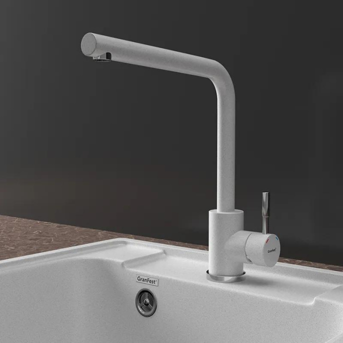 Смеситель GRANFEST GRANFEST QUARZ Смеситель для кухни, Г-образный, серый GF-Z-5411 gray