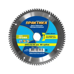Диск пильный по ламинату (250х32/30 мм; Z80) ПРАКТИКА 032-270