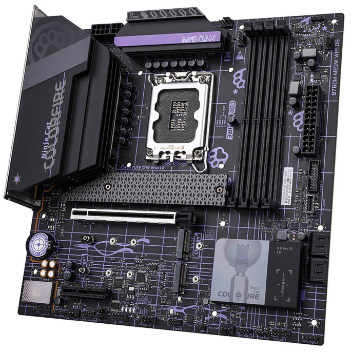 Материнская плата Colorful COLORFIRE B760M-MEOW WIFI D5 PURPLE B760, LGA1700, 4*DDR5, 1*PCIEx16, 1*PCIEx4, 3*M.2, 2*TypeC, 4*USB3.2Gen1, 6*USB2.0, 4*SATA3.0, 2.5G, DP, HDMI, M-ATX, RTL