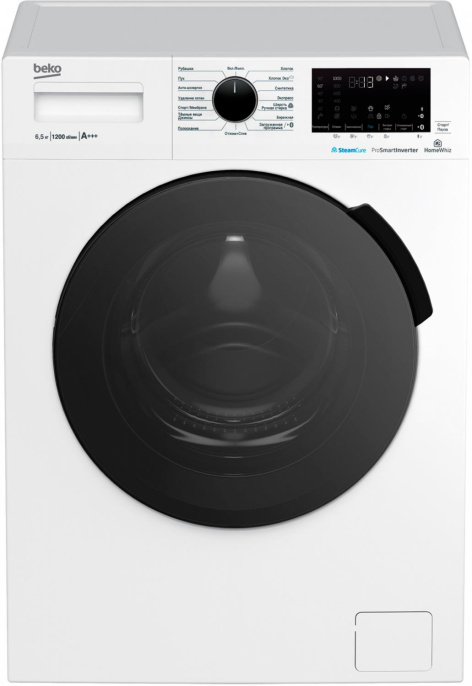Стиральная машина Beko WSPE6H616W, с фронтальной загрузкой, 6.5кг, 1200об/мин, с паром, инверторная