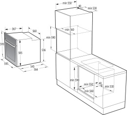 Духовой шкаф электрический Gorenje BOX6737E01BG, 77л, дверца с 2 стеклами, черный