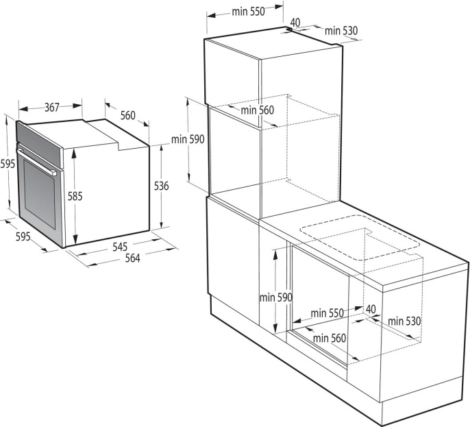 Духовой шкаф электрический Gorenje BOX6737E01BG, 77л, дверца с 2 стеклами, черный