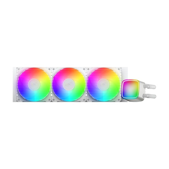 Система жидкостного охлаждения/ Water Cooling System Geometric Future Eskimo Pro 360 240W, 360mm, ARGB, White/ Fans: 3x120mm, 80.81CFM, 34.2dBA, 2000RPM/ Pump height 54mm, 3200RPM, Rad thickness 27mm/ S: 1851, 1700, 1200, 115X, 2011, 2066, AM5, AM4 (1C251