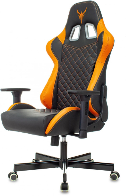 Кресло игровое Knight Armor черный/оранжевый ромбик экокожа с подголов. крестов. металл