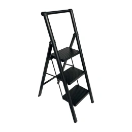 Стальная стремянка АЛЮБЭСТ Lux черный цвет, 3 ступени, 69 см DLS503B