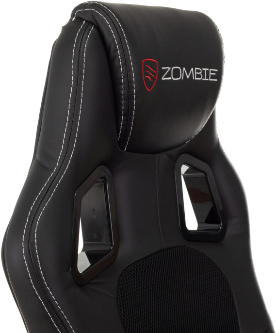 Кресло игровое ZOMBIE Arena, ткань/экокожа, до 120кг, черный