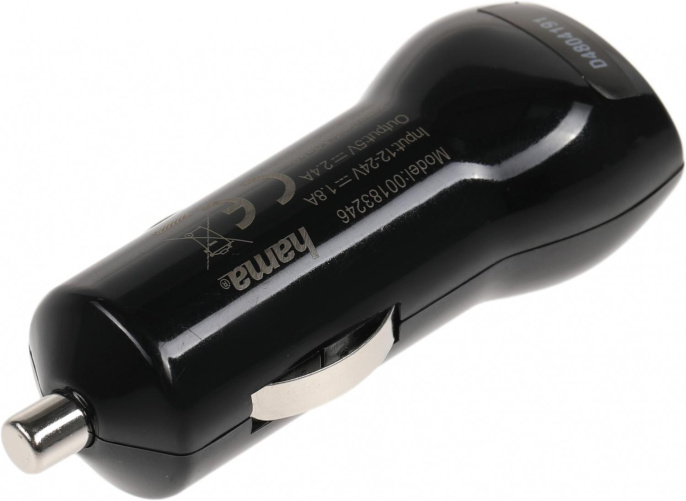 Автомобильное зарядное устройство HAMA H-183246, USB, microUSB, 2.4A, черный [00183246]