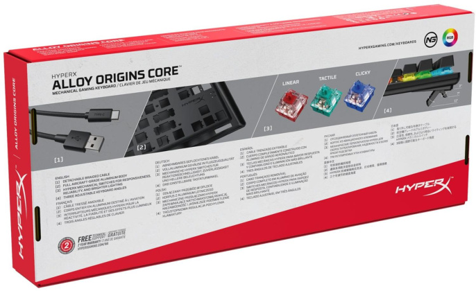 Клавиатура HYPERX Alloy Origins Core, USB, механическая, черный [4p5p3aa#aba]
