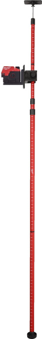 Штанга для лазерного нивелира Milwaukee LMP 4932479205 телескопическая конструкция с удлинителем 3.6м, подпружиненная поворотная головка, входящий в комплект быстросъемный зажим открывается на 6.3см и может крепиться к круглым и квадратным крепежам