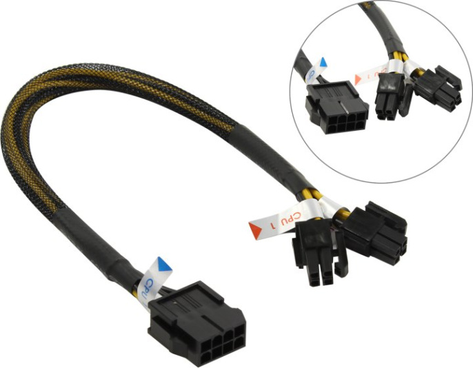 ESPADA Akasa AK-CB8-8EXT Переходник питания 8-pin ATX12V F - 2x4-pin ATX12V M