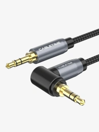 Аудиокабель CABLETIME CF12K (CT-AV311-P11RGN-SG1.8) 1.8 м, AUX стерео 3,5 мм (1/8") 90 градусов, медный, черный ПВХ нейлоновый
