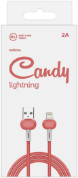 Кабель Redline Candy, Lightning m - USB m , 1м, 2A, красный [ут000021989]