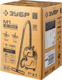 Строительный пылесос ЗУБР ПУ-15-1200 М1,  красный