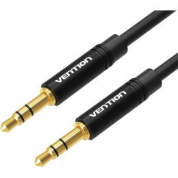 Кабель аудио VENTION Jack 3.5 (m) -  Jack 3.5 (m),  1.5м, GOLD,  черный [bakbg]