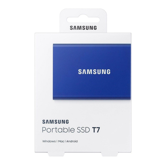 Внешний SSD диск 2.5" Samsung External SSD T7, 500GB, Type-C, USB 3.2 Gen2, R/W 1050/1000MB/s, 85x57x8mm, Indigo Blue 12 мес. MU-PC500H/WW