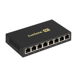 Коммутатор неуправляемый ExeGate EDGS-1008D 8-портовый гигабитный UTP 10/100/1000 Base-T, металлический корпус, с функцией энергосбережения Green Ethernet Technology , настольный/настенный EX298694RUS