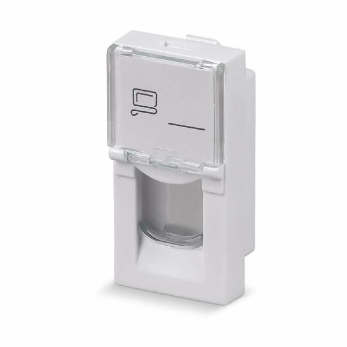 Rexant 03-0160 Вставка Mosaic 22,5x45, на 1 порт с прозрачной шторкой и увеличенным окном маркировки, белая