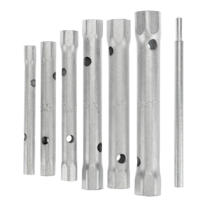 Rexant 12-5874-2 Набор ключей-трубок торцевых 8х17мм, вороток, оцинкованные, 6 шт