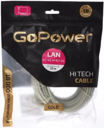 Патч-корд/ Патч-корд GoPower RJ-45 m -RJ-45 m 10.0м кат.5е ПВХ 26AWG серый в пакете 1/25 00-00027476